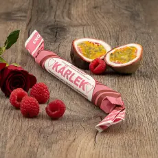Franssons Polkagris Kärlek (Hallon/Passionsfrukt) 50g – Coopers Candy
