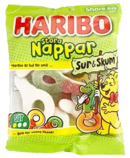 Haribo Stora Nappar Sur & Skum 150g – Coopers Candy