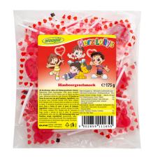 Woogie Hjärtformade Klubbor (Hallon) 175g – Coopers Candy