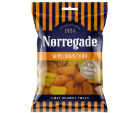 Norregade Apelsin Citronklyftor 85g – Coopers Candy