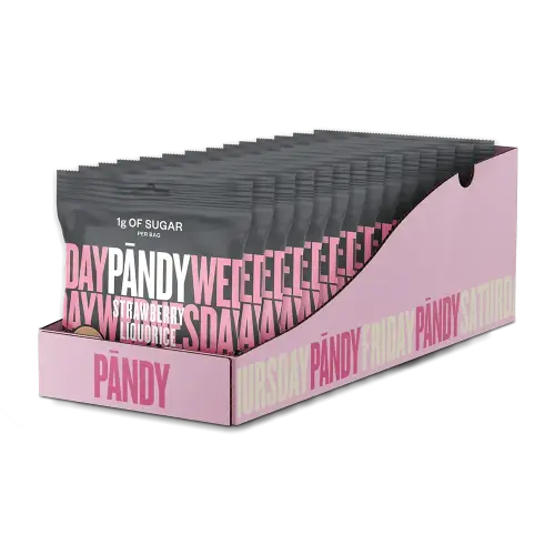 Pändy Candy Strawberry/Liquorice 50g x 14st – Coopers Candy