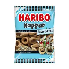 Haribo Nappar Lakritsskum 120g – Coopers Candy