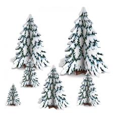 Snötäckta Granar 3D Bordsdekoration 6-pack – Coopers Candy