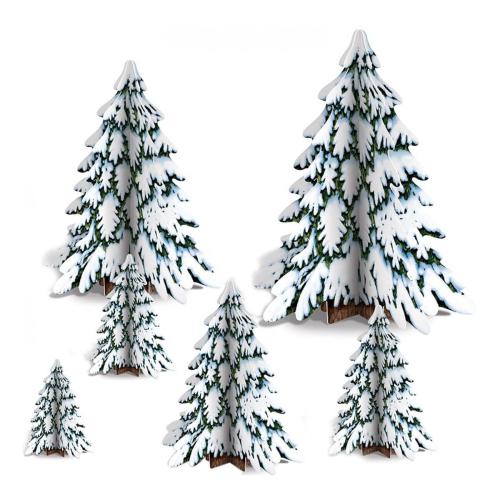 Snötäckta Granar 3D Bordsdekoration 6-pack – Coopers Candy