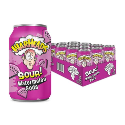 Warheads Sour Soda - Watermelon 355ml x 12st (helt flak) – Coopers Candy