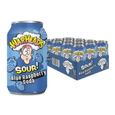 Warheads Sour Soda - Blue Raspberry 355ml x 12st &ndash; Coopers Candy