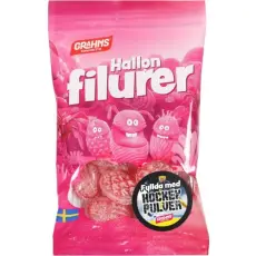Grahns Hallonfilurer fyllda med hockeypulver 70g – Coopers Candy