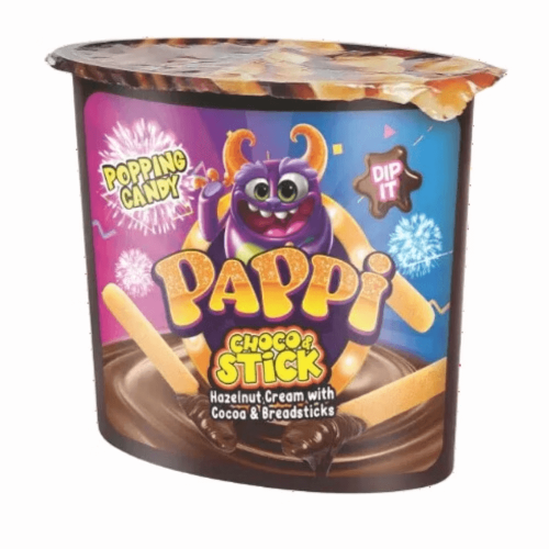 Pappi Choco & Sticks med poppande godis 55g(BF:2025-07-18) – Coopers Candy