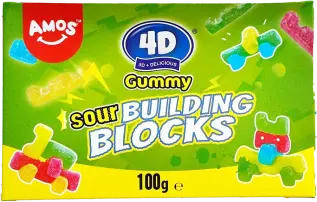 Amos 4D Gummy Sour Building Blocks 100g – Coopers Candy