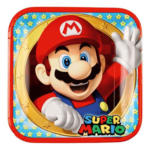 Papperstallrikar Super Mario Kvadrat 8-pack – Coopers Candy