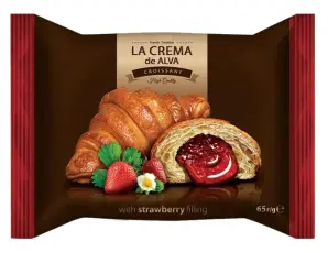 La Crema de Alva Croissant Jordgubbsfyllning 65g x 24st &ndash; Coopers Candy