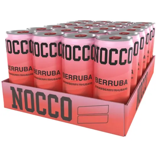 NOCCO Berruba Strawberry/Rhubarb 33cl x 24st – Coopers Candy