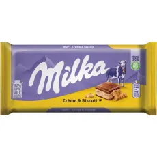 Milka M&aelig;lkechokoladebar Creme & Kiks 100g &ndash; Coopers Candy
