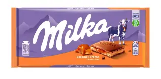 Milka M&aelig;lkechokoladebar Karamel Creme 100g &ndash; Coopers Candy