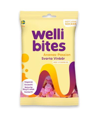 Wellibites Ananas-Passion & Svarta Vinbär 70g – Coopers Candy