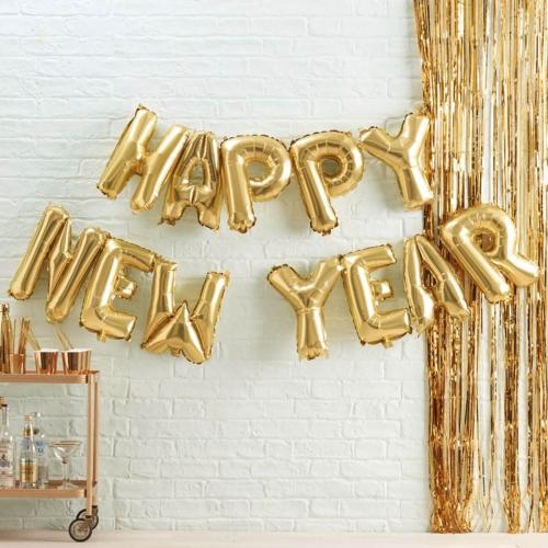 Ballonggirlang Happy New Year Guld Metallic – Coopers Candy