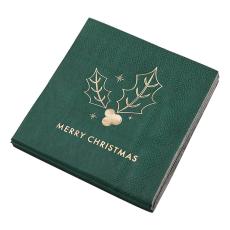 Servetter Merry Christmas Grön/Guld 16-pack – Coopers Candy