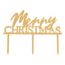 Tårtdekoration Merry Christmas Guld – Coopers Candy