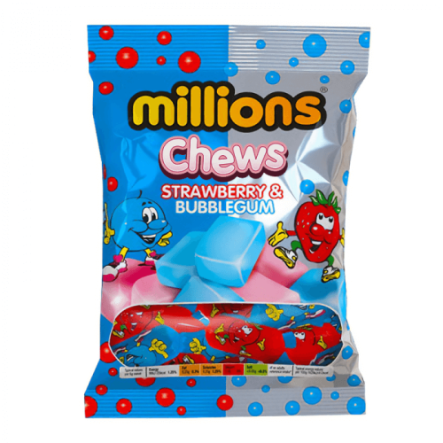 Millions Chunky Chews Strawberry & Bubblegum 120g – Coopers Candy