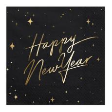 Servetter Happy New Year Guld Metallic/Svart 20-pack – Coopers Candy