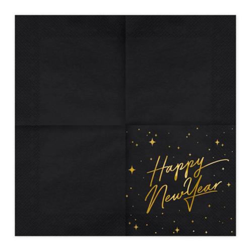 Servetter Happy New Year Guld Metallic/Svart 20-pack – Coopers Candy