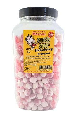 Maxons Stupidly Sour Jar Strawberry & Cream 3kg – Coopers Candy
