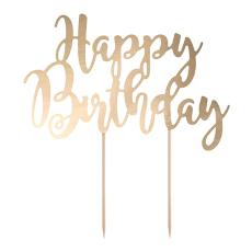 Tårtdekoration Happy Birthday Guld – Coopers Candy