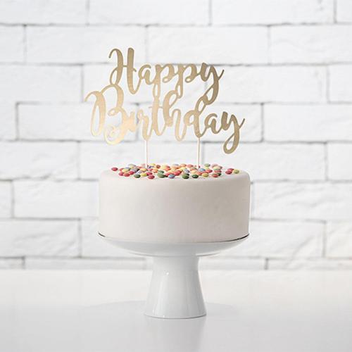 Tårtdekoration Happy Birthday Guld – Coopers Candy