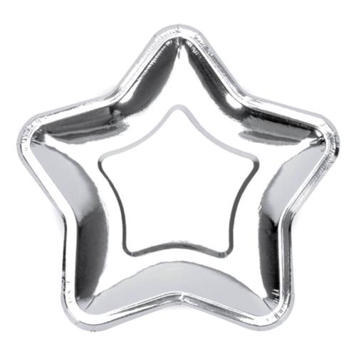 Papperstallrikar Stjärna Silver Metallic 6-pack – Coopers Candy