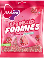Malaco Sprinkled Foamies Strawberry 110g &ndash; Coopers Candy