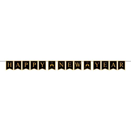 Vimpelgirlang Happy New Year Svart/Guld – Coopers Candy