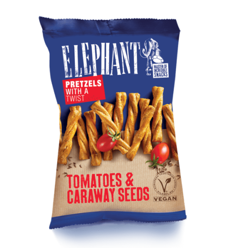 Elephant Pretzel Twist - Tomat & Kummin 70g(BF:2025-06-26) – Coopers Candy