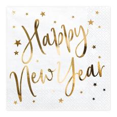 Servetter Happy New Year Guld Metallic/Vit 20-pack – Coopers Candy