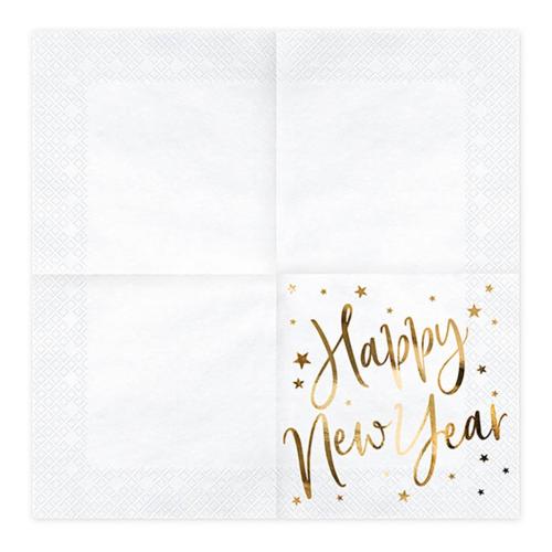 Servetter Happy New Year Guld Metallic/Vit 20-pack – Coopers Candy