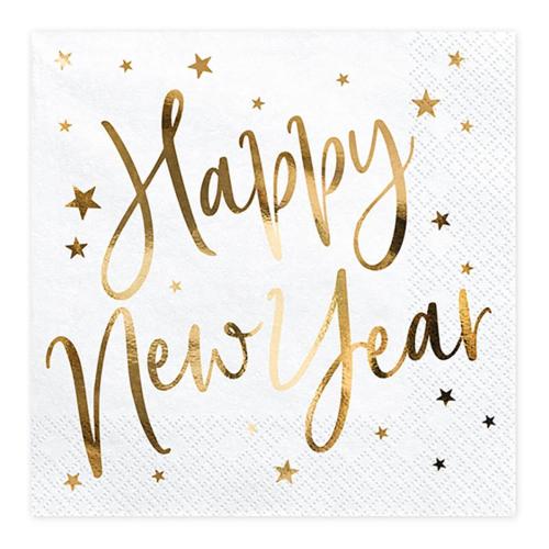 Servetter Happy New Year Guld Metallic/Vit 20-pack – Coopers Candy