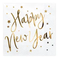 Servetter Happy New Year Guld Metallic/Vit 20-pack – Coopers Candy
