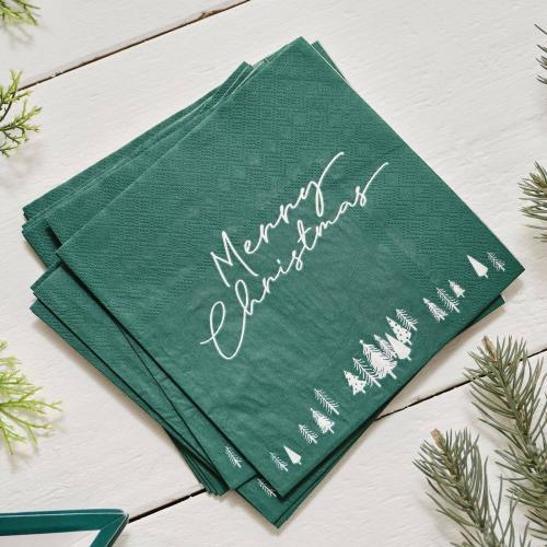 Servetter Merry Christmas Gröna 16-pack – Coopers Candy