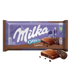 Milka M&aelig;lkechokoladebar Oreo Brownie 100g &ndash; Coopers Candy