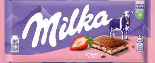 Milka M&aelig;lkechokoladebar Jordb&aelig;r 100g &ndash; Coopers Candy