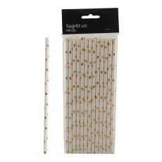 Papperssugrör Vita med Guldstjärnor 25-pack – Coopers Candy