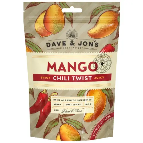 Dave & Jons Torkad Mango Chili Twist 100g – Coopers Candy