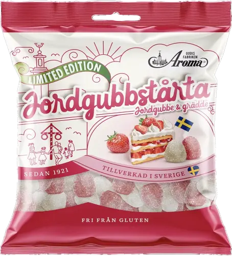 Aroma Jordgubbstårta 125g – Coopers Candy