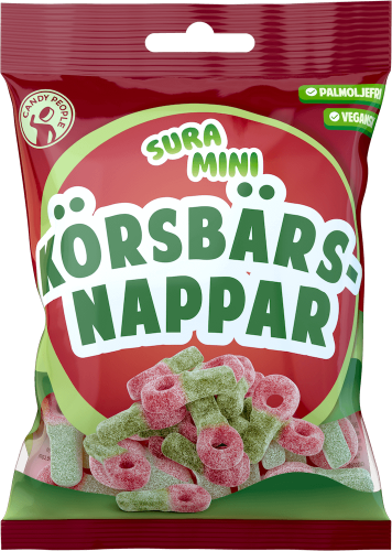 Sura Mini Körsbärsnappar 70g – Coopers Candy