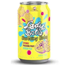 Lady Boba Passion Fruit and Lychee Bubble Tea 320ml &ndash; Coopers Candy