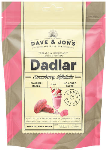 Dave & Jons Dadlar Strawberry Milkshake 125g – Coopers Candy