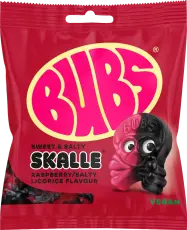 BUBS Raspberry Salty Licorice Skalle 155g &ndash; Coopers Candy