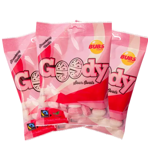 Bubs Goody Sour Strawberry Vanilla 90g x 3st – Coopers Candy