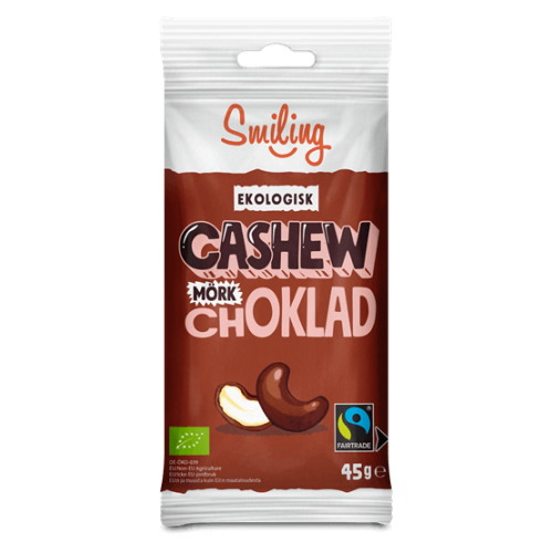 Smiling Cashew Mörk Choklad EKO 45g – Coopers Candy
