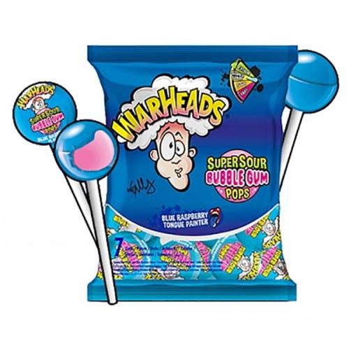 Warheads Super Sour Bubble Gum Pops Blue Raspberry 105g – Coopers Candy