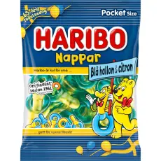 Haribo Nappar Bl&aring; Hallon Citron 80g &ndash; Coopers Candy